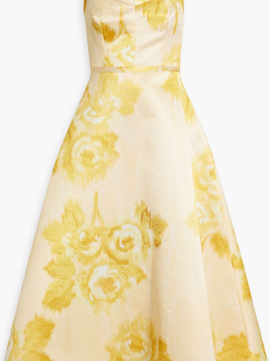 elvita foral-print faille midi dress