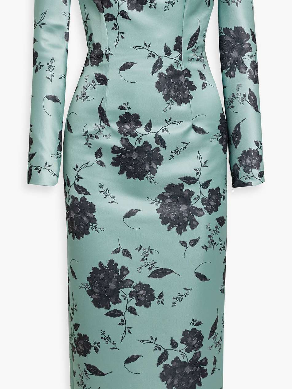 melina off-the-shoulder floral-print faille midi dress