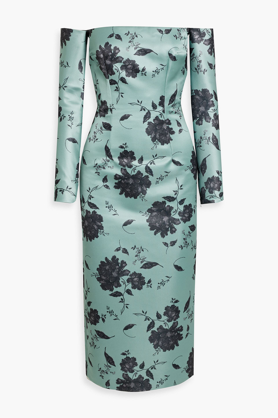 Emilia Wickstead Strapless Jacquard Midi Dress In Slate Blue