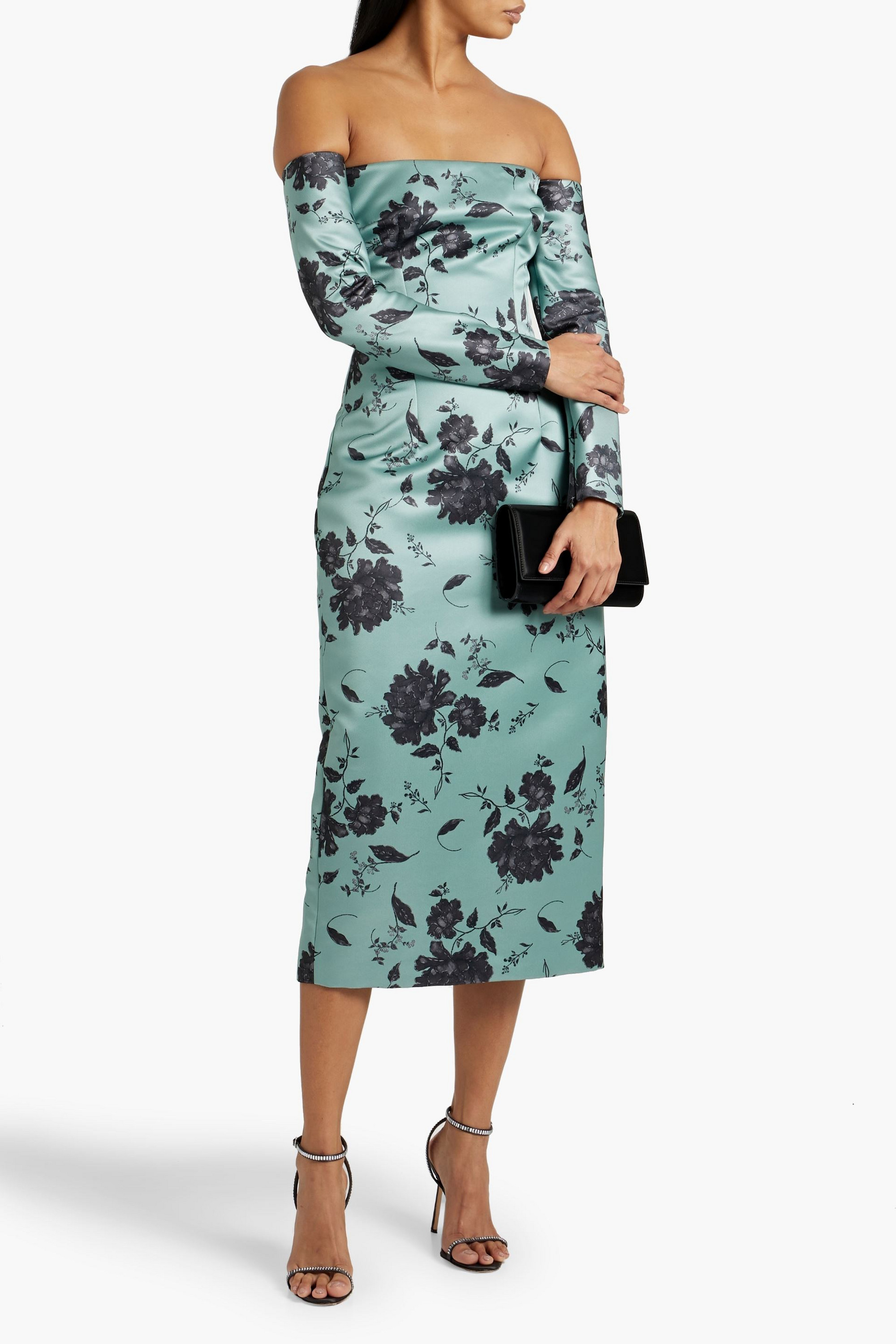 Emilia Wickstead Melina off-the-shoulder floral-print faille midi dress