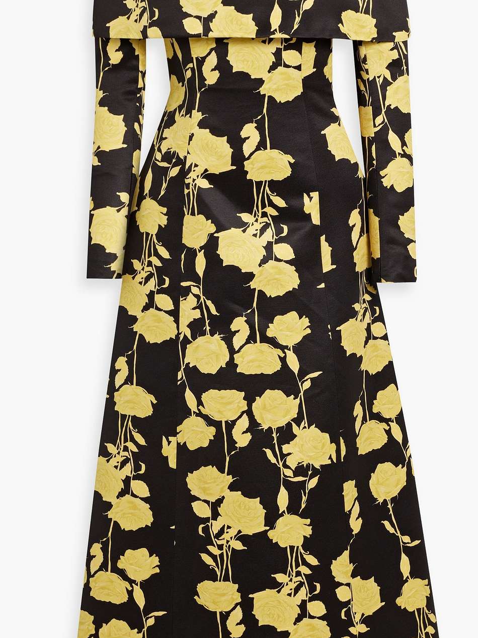 corey off-the-shoulder floral-print faille midi dress