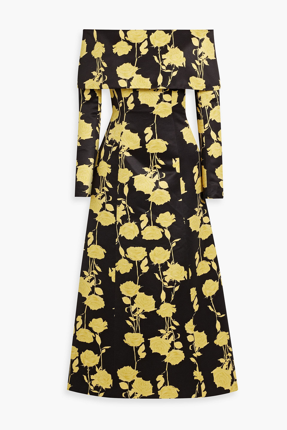 Emilia Wickstead Corey Off-the-shoulder Floral-print Taffeta-faille Midi Dress In Yellow