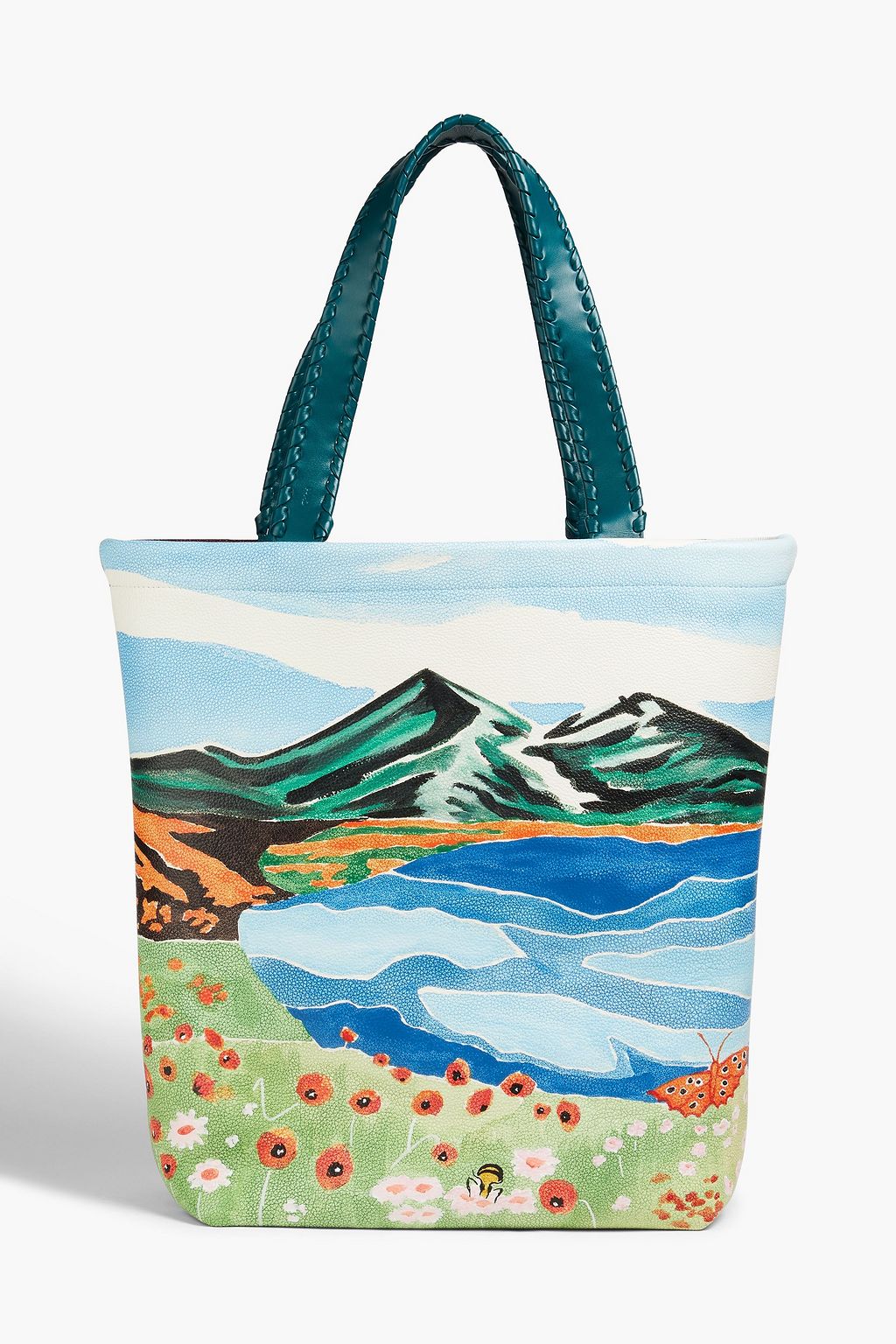 Nella printed pebbled leather tote