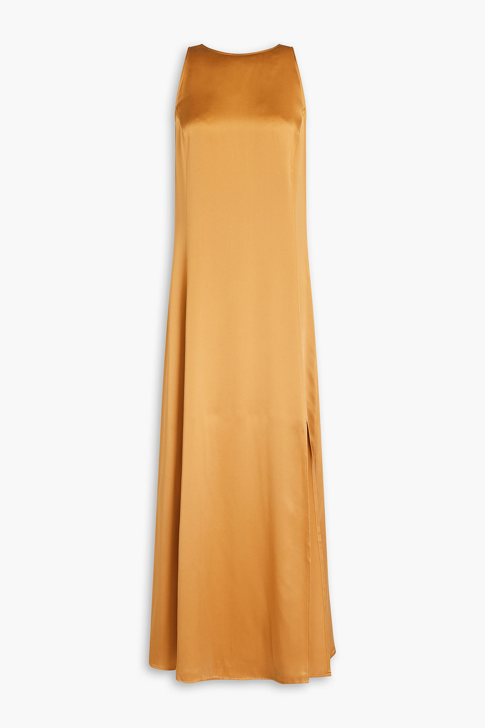 Shop Loulou Studio Mina Silk-satin Midi Dress In Camel