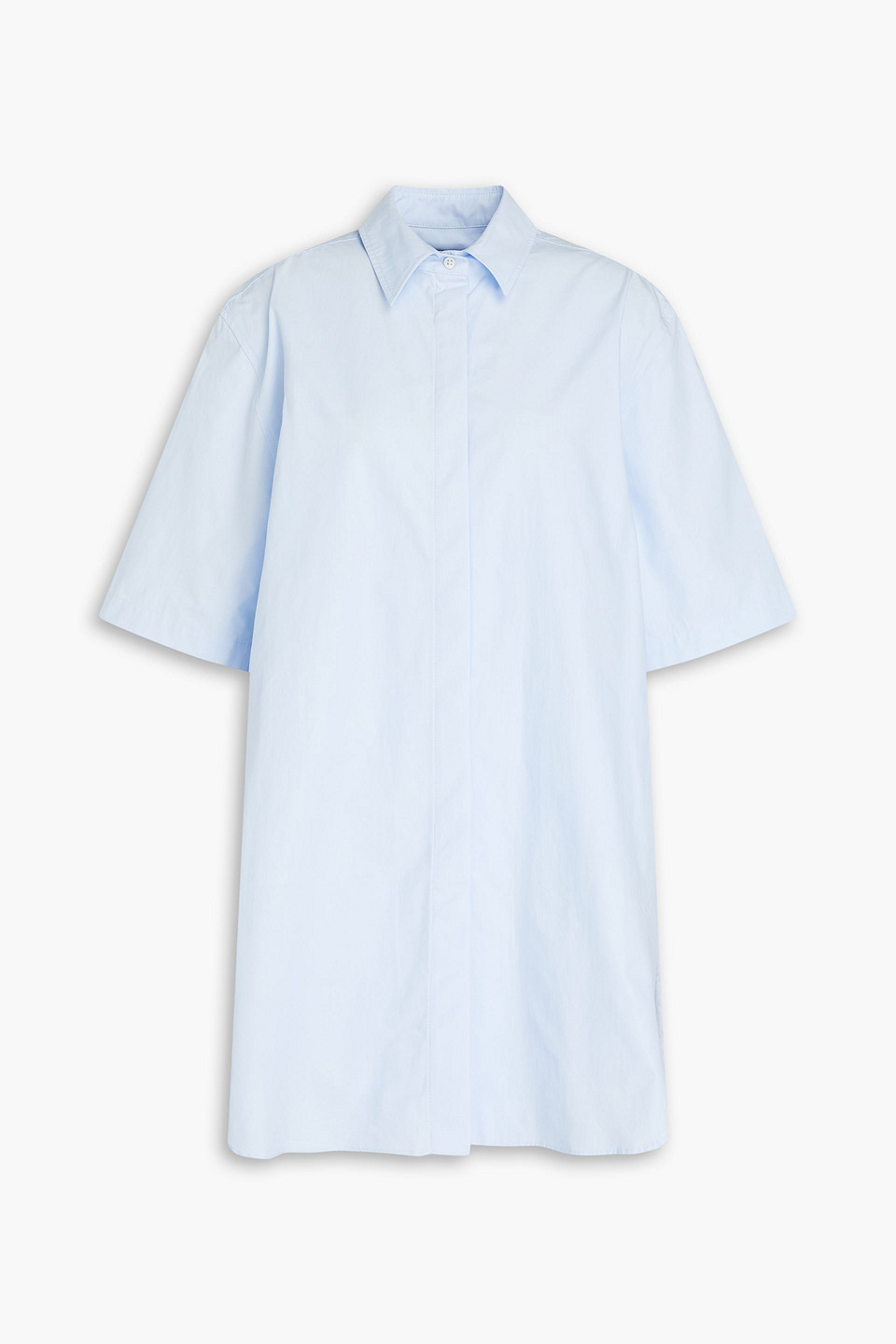 Loulou Studio Mago Cotton-poplin Mini Shirt Dress In Light Blue