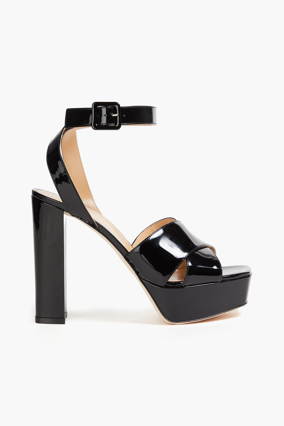 Sergio Rossi Vernice Patent-leather Platform Sandals In Black