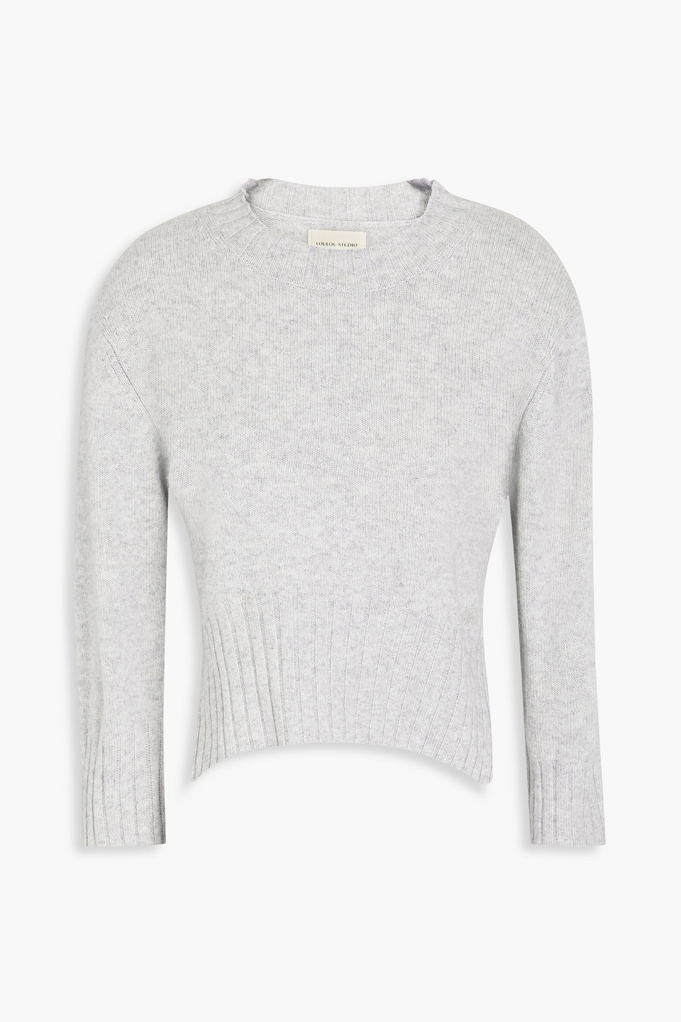 Loulou Studio Mora Cropped Cashmere Sweater In Light Gray