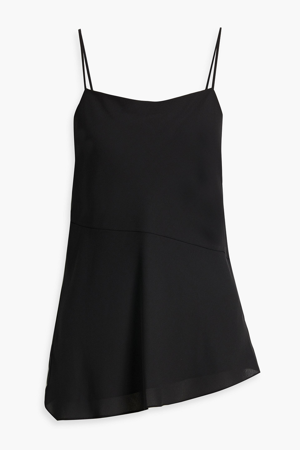 Theory Draped Asymmetric Recycled-crepe De Chine Camisole In Black