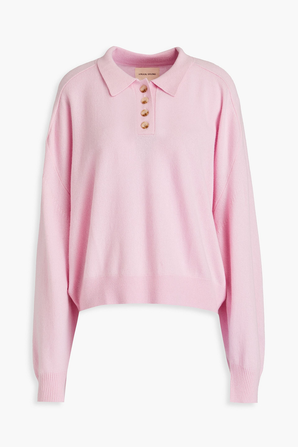 Loulou Studio Forana Cashmere Polo Sweater In Baby Pink