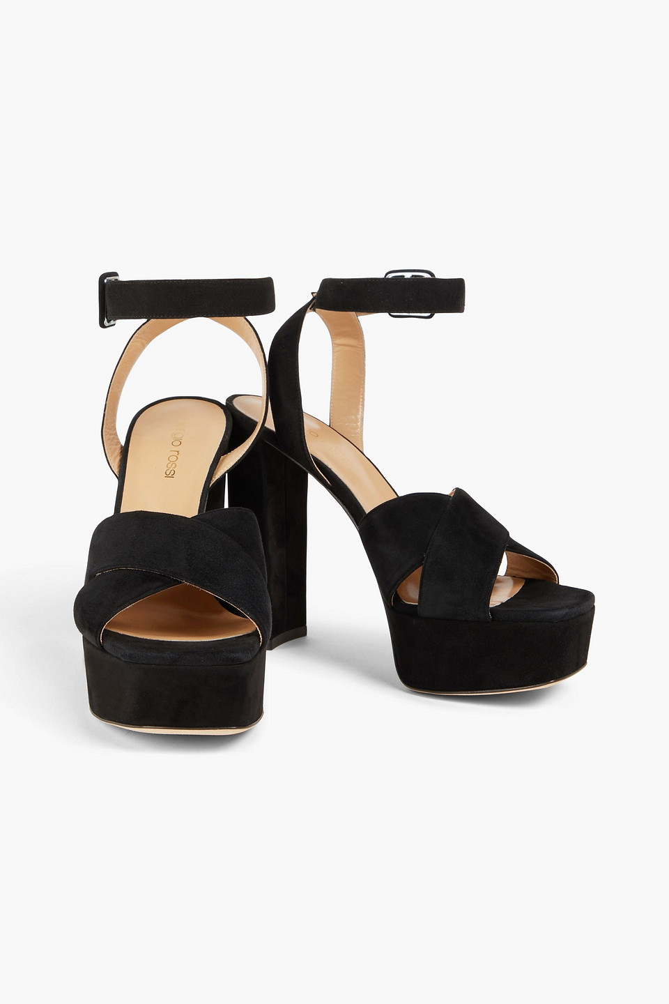 Sergio Rossi Suede Platform Sandals In Black