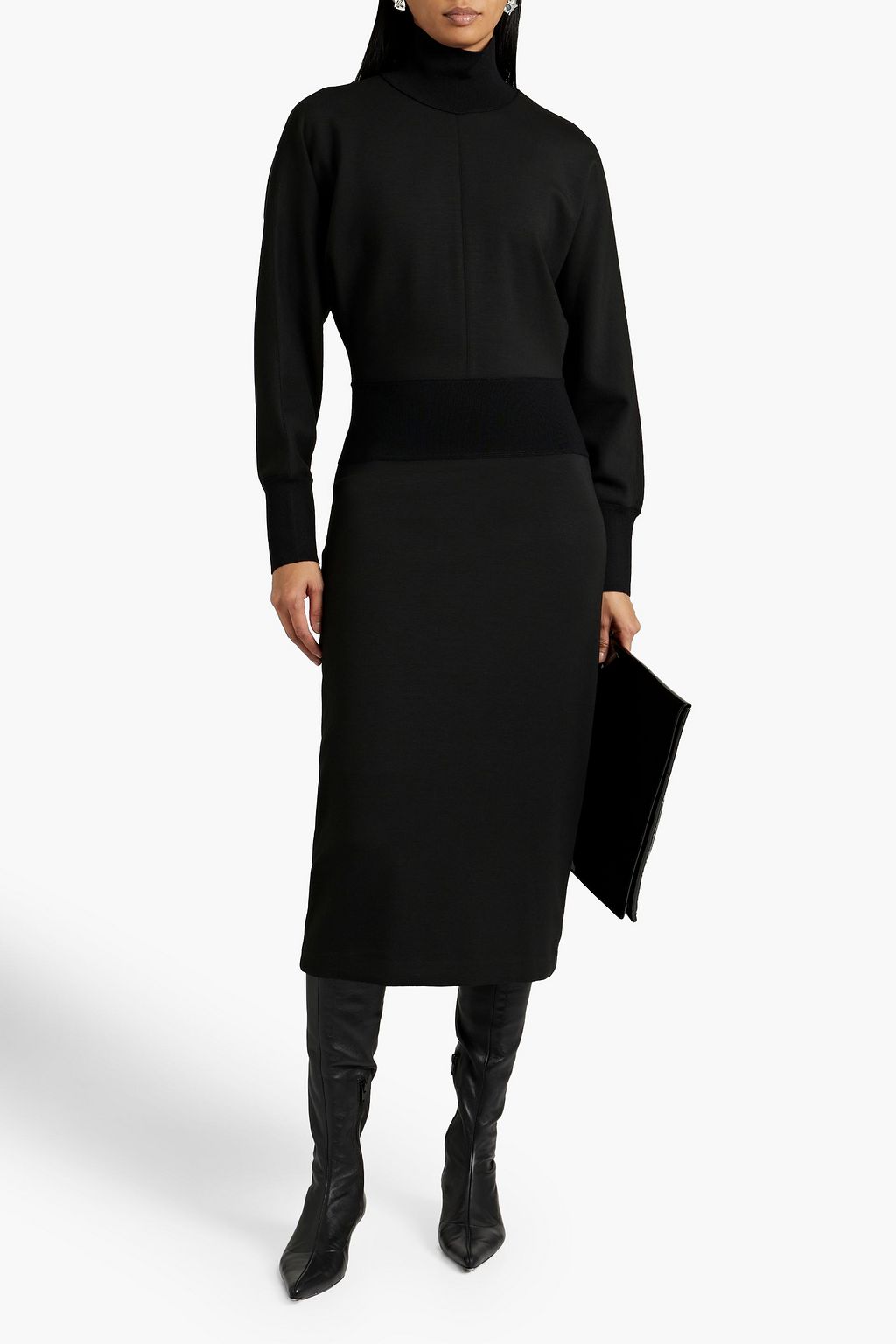 THEORY Jersey turtleneck midi dress