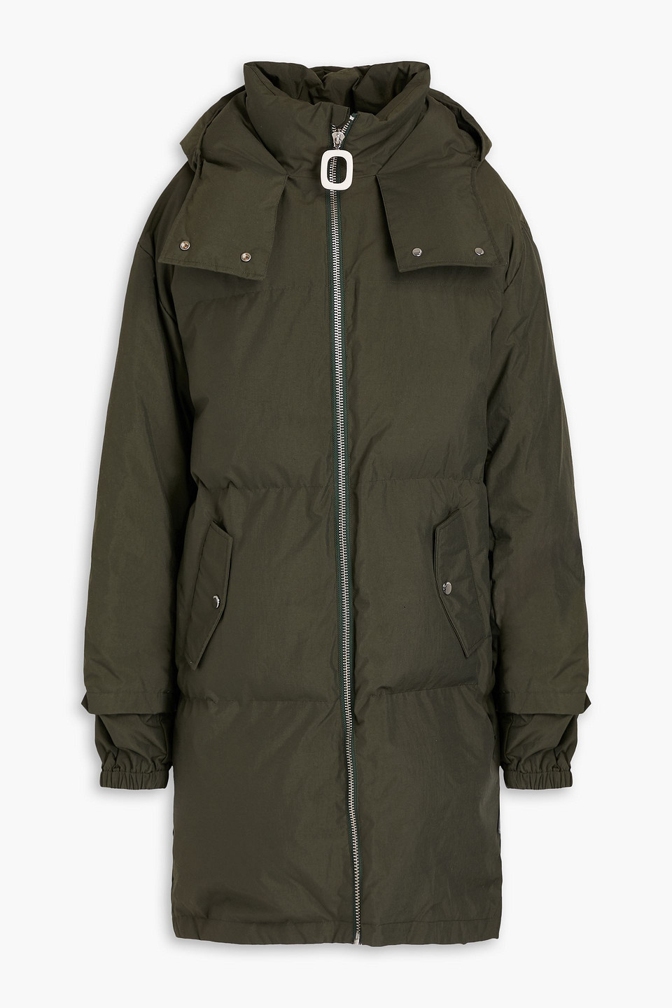 Jw Anderson Quilted Shell Hooded Parka In Army Green