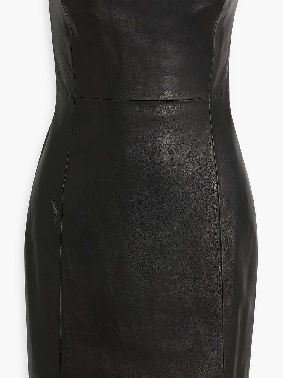 strapless leather mini dress