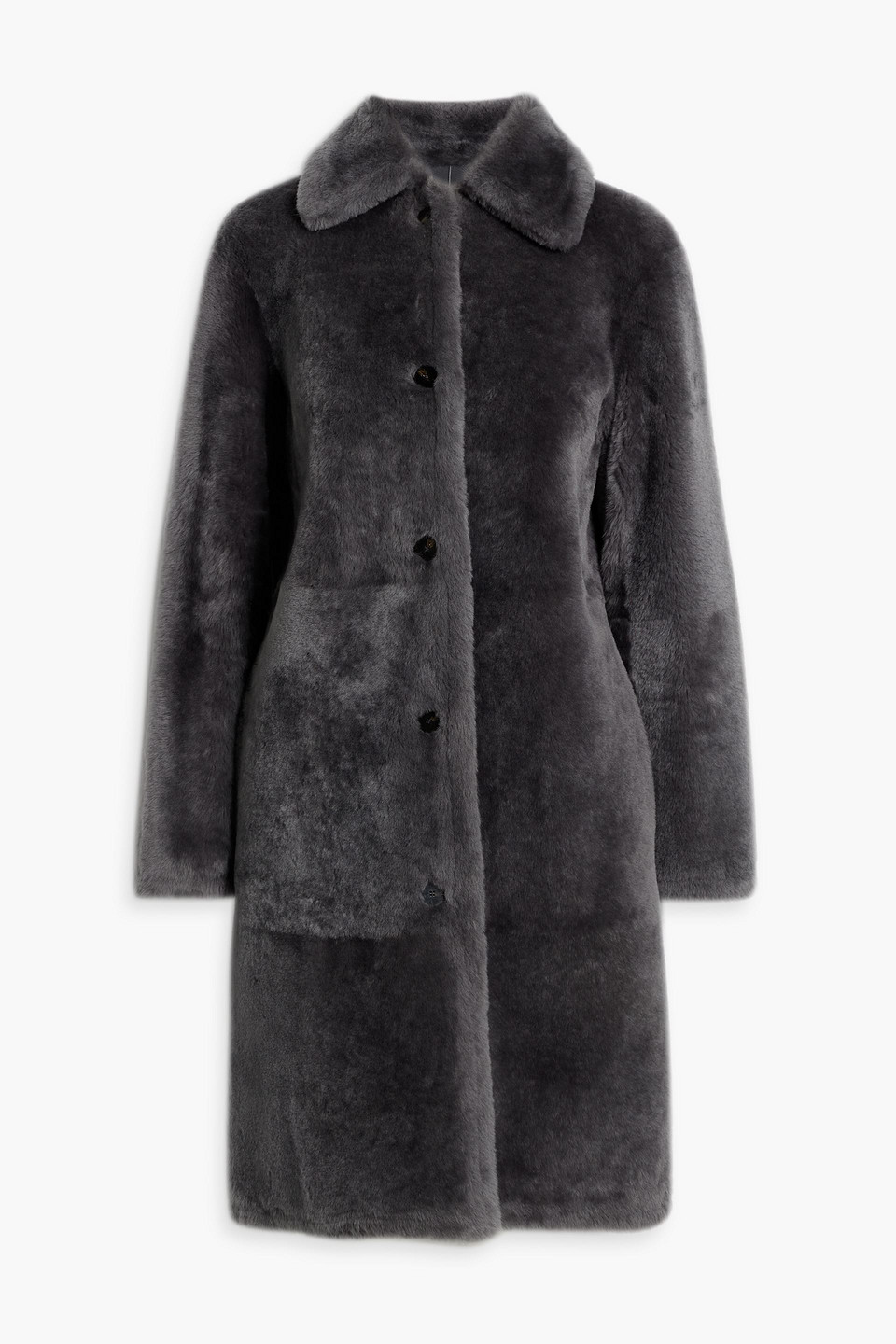 Theory Reversible Shearling Coat In Anthracite