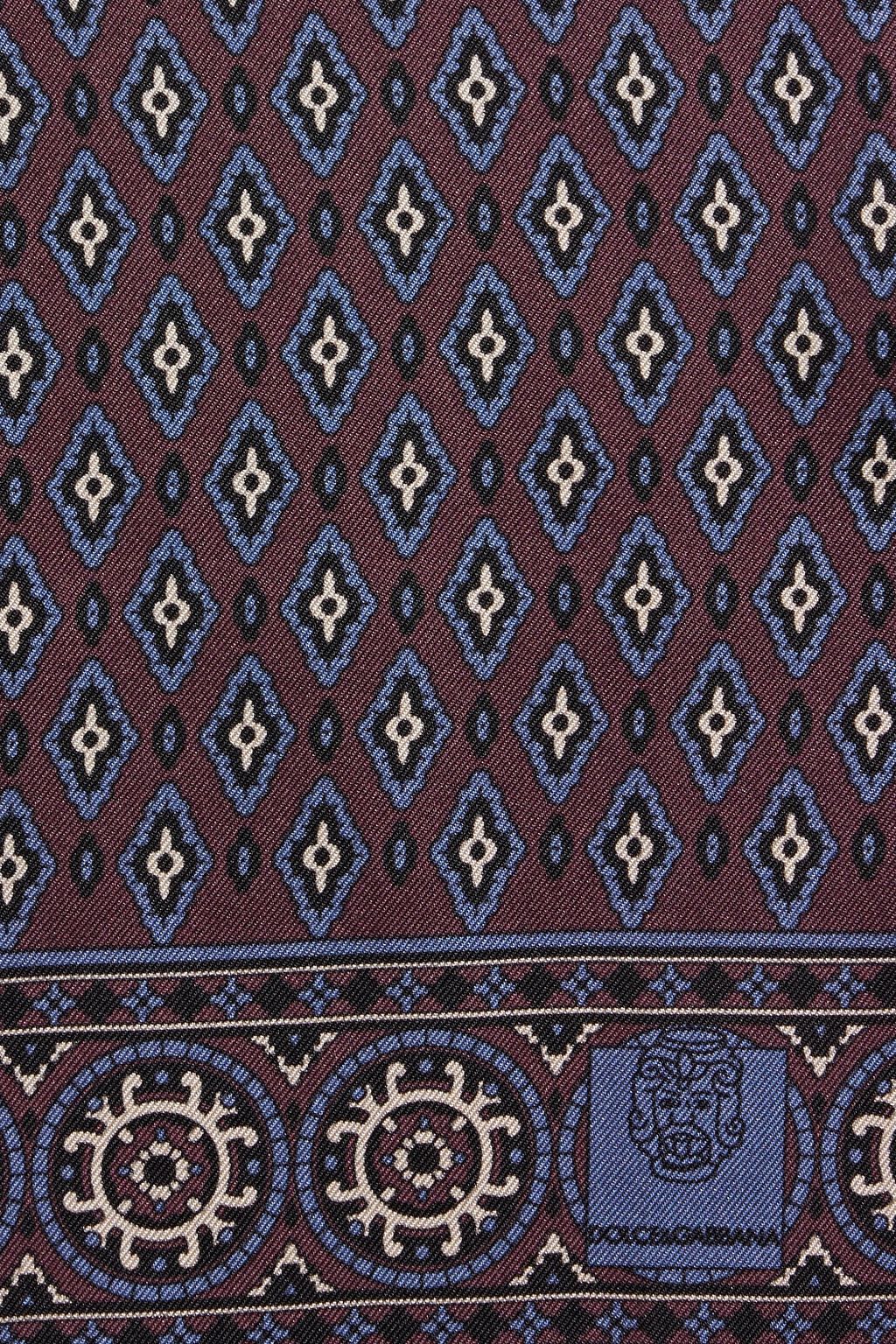 DOLCE&GABBANA Fringed printed silk-twill scarf