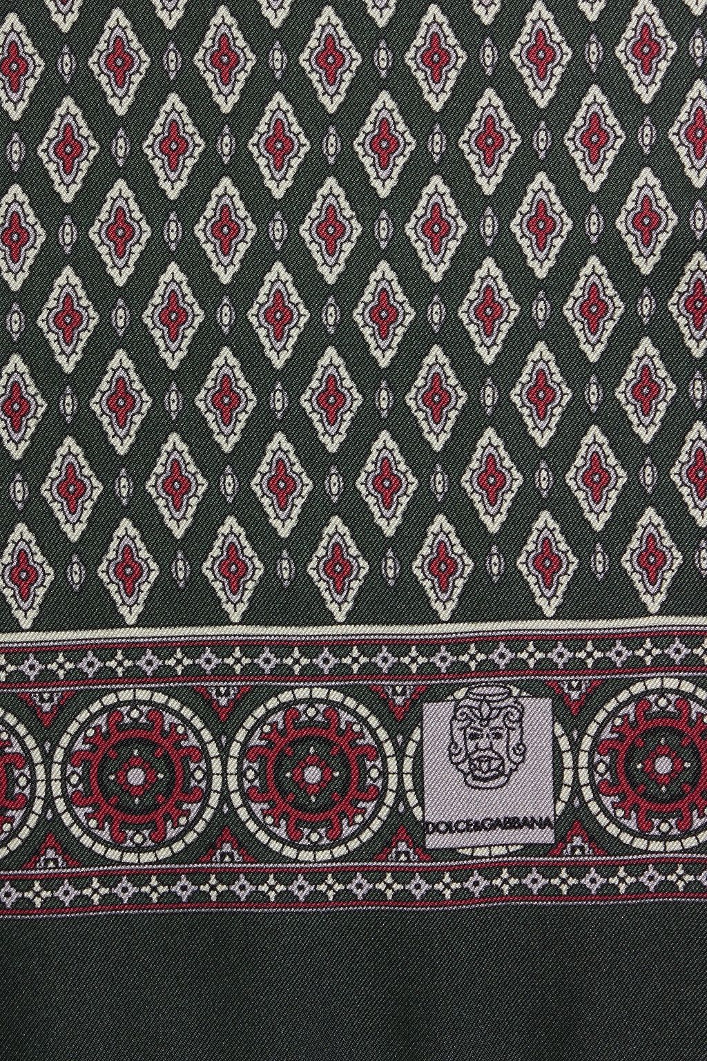DOLCE&GABBANA Fringed printed silk-twill scarf
