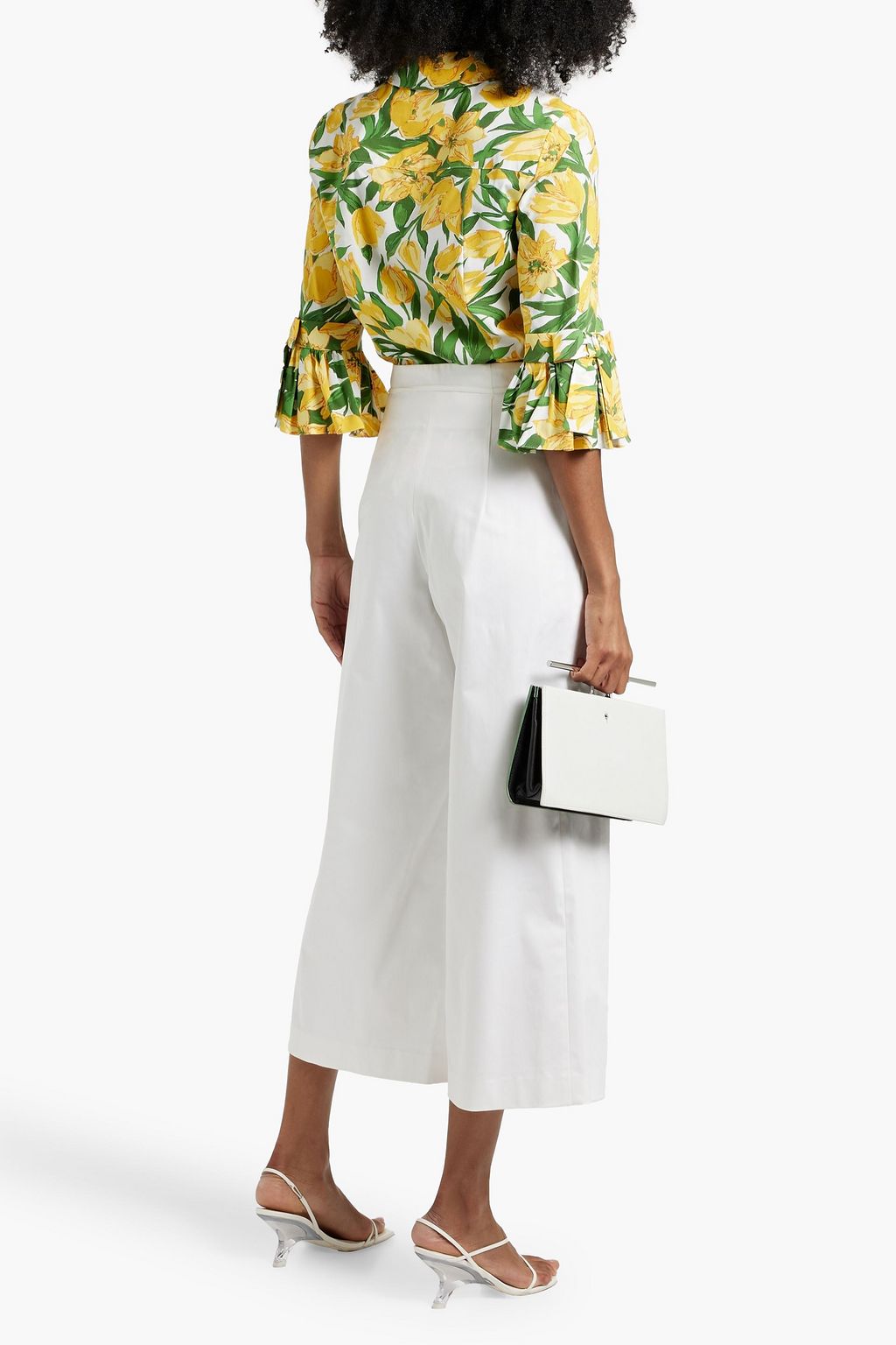 CAROLINA HERRERA Cropped cotton-blend wide-leg pants