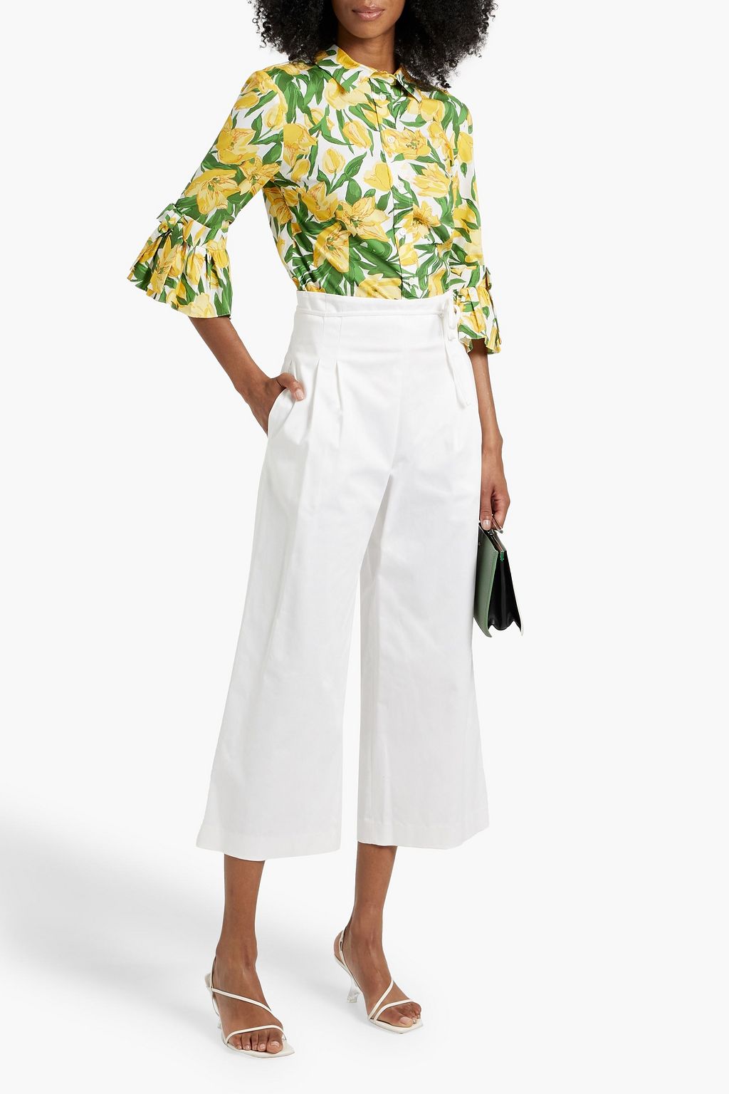 CAROLINA HERRERA Cropped cotton-blend wide-leg pants