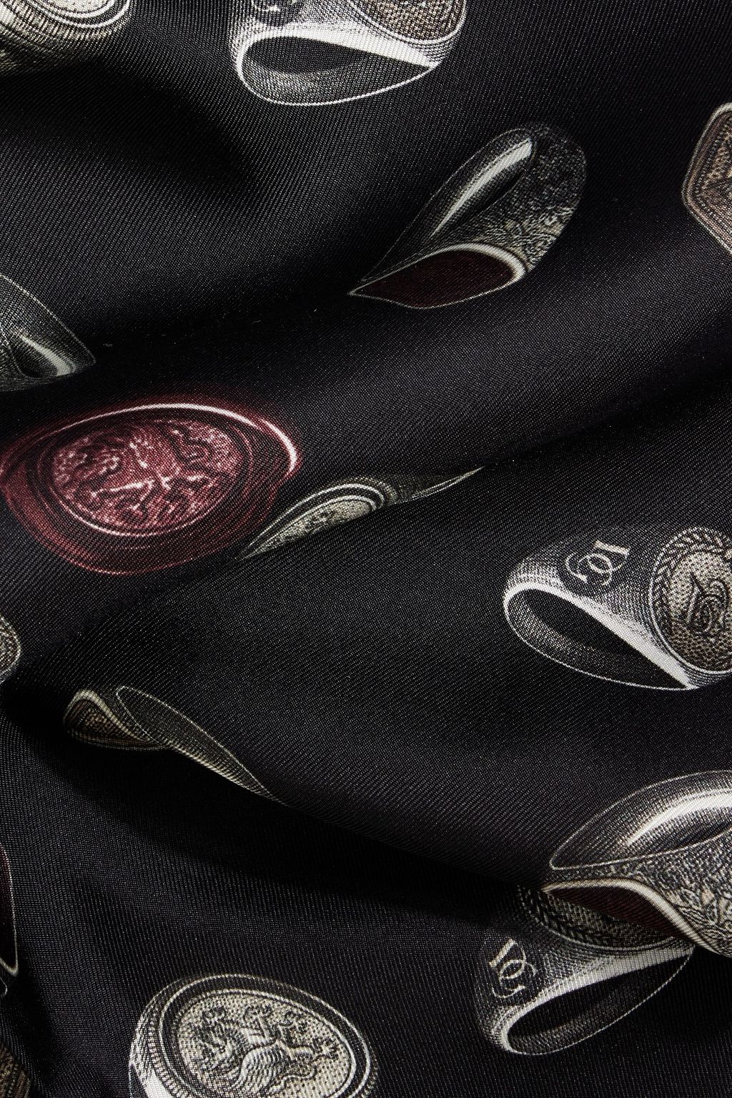 DOLCE&GABBANA Fringed printed silk-twill scarf
