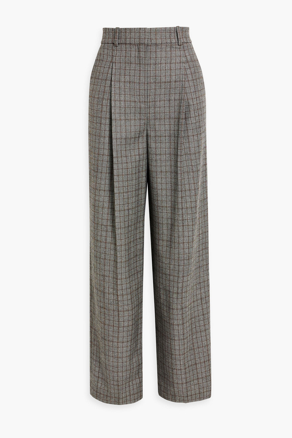 Theory Prince Of Wales Checked Wool Straight-leg Trousers In Black