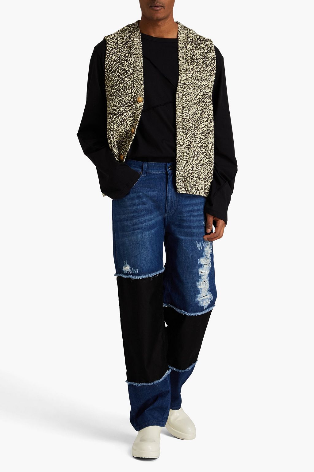 JW ANDERSON Distressed two-tone denim jeans