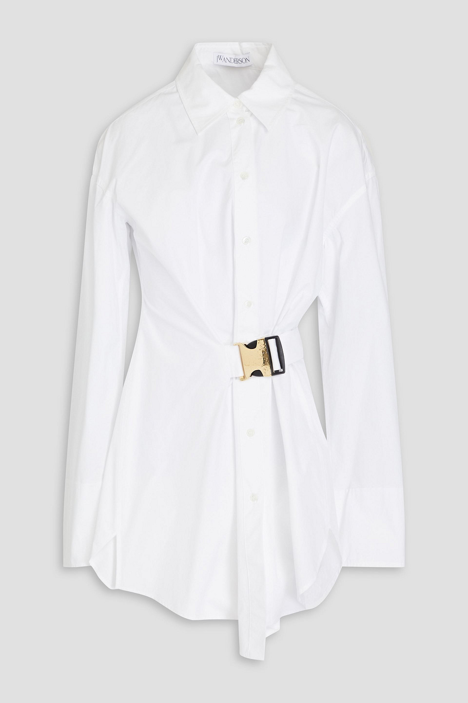 JW Anderson - Ruched embellished coton-poplin shirt - White - UK 4