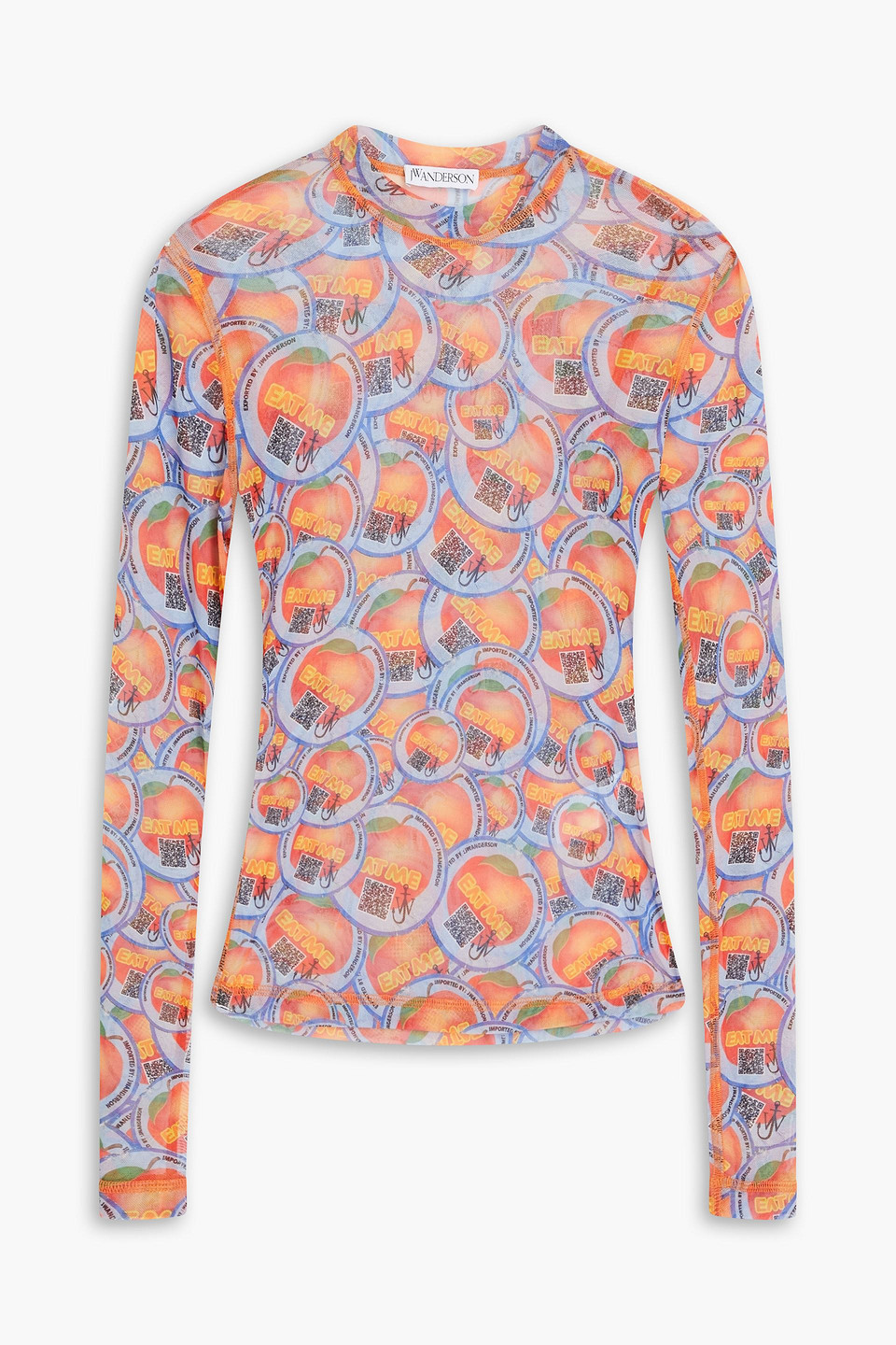 Jw Anderson All-over Apple-print Top In Light Blue