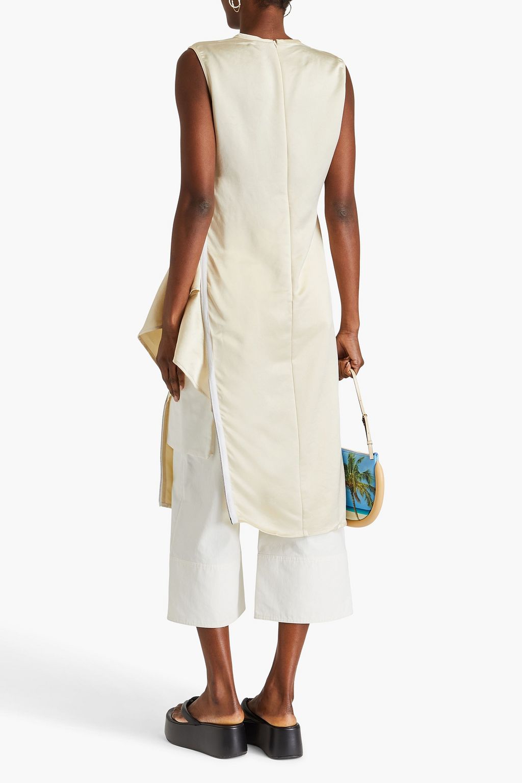 JW ANDERSON بلوزة مصنوعة من ساتان كريب ومزينة بسحّابات