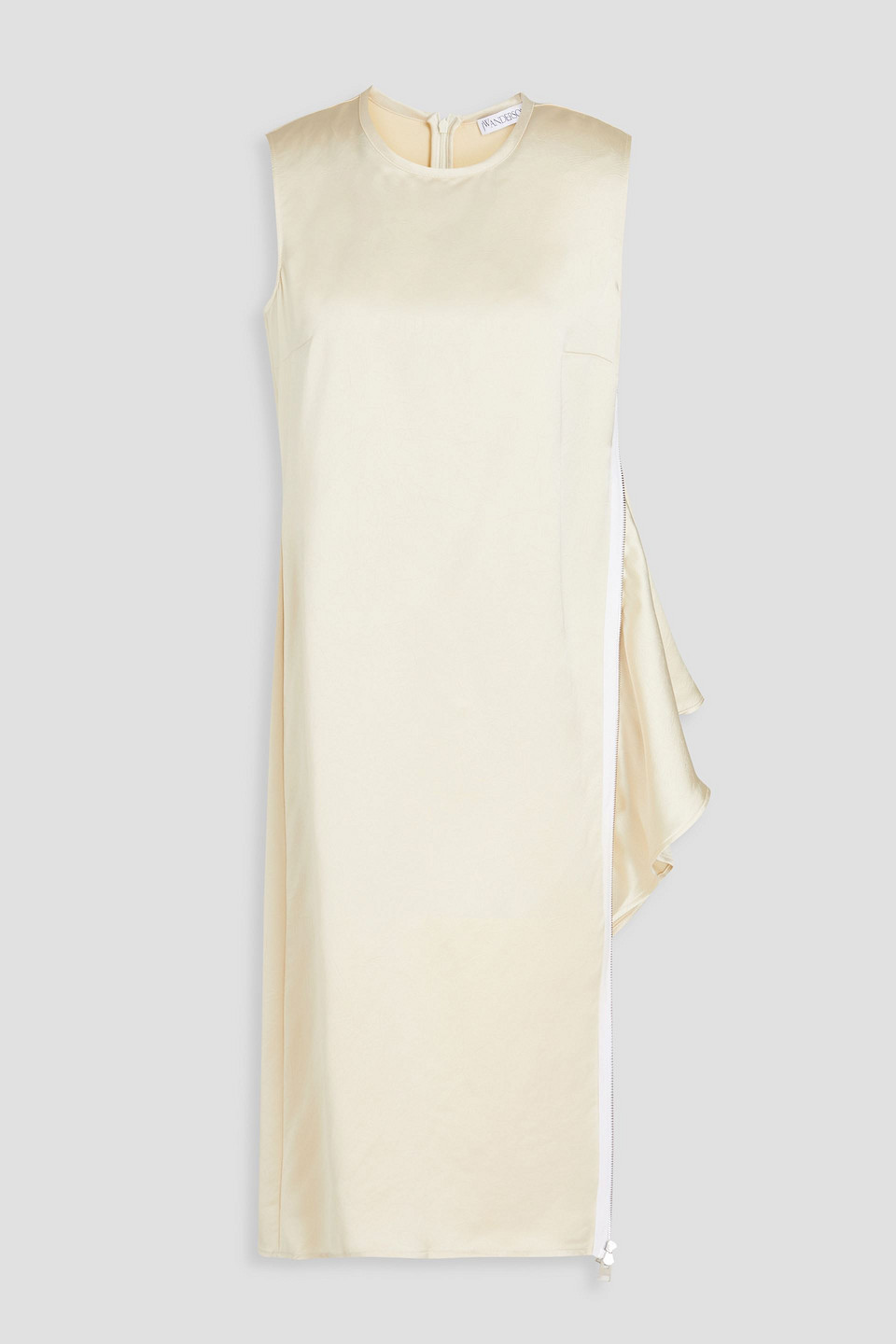 Jw Anderson Zip-detailed Crepe-satin Top In Ecru