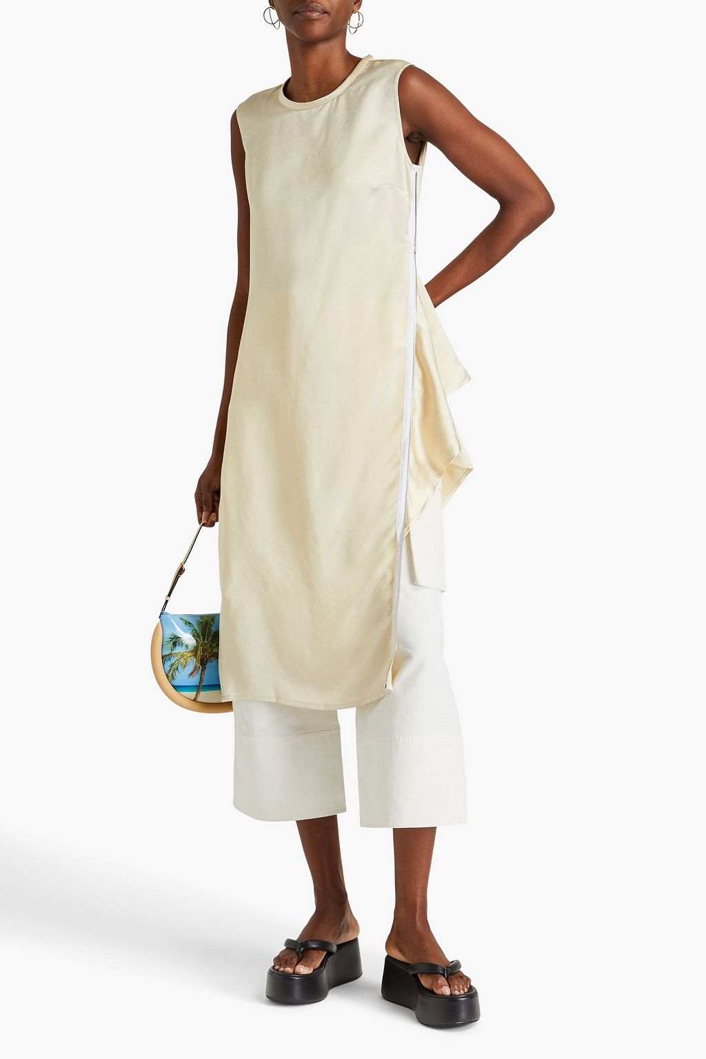 JW ANDERSON بلوزة مصنوعة من ساتان كريب ومزينة بسحّابات