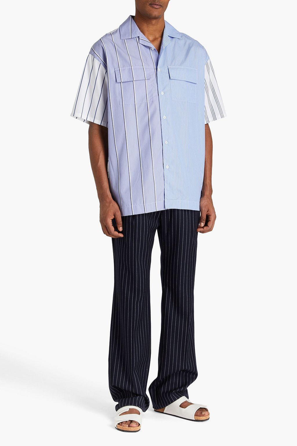 JW ANDERSON Striped cotton-blend poplin shirt