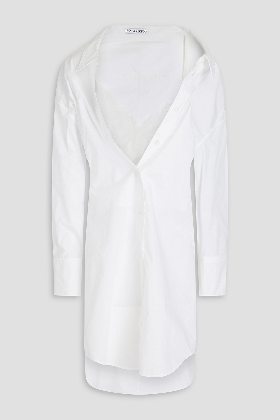 Jw Anderson Ruched Cotton-poplin Shirt Dress In White