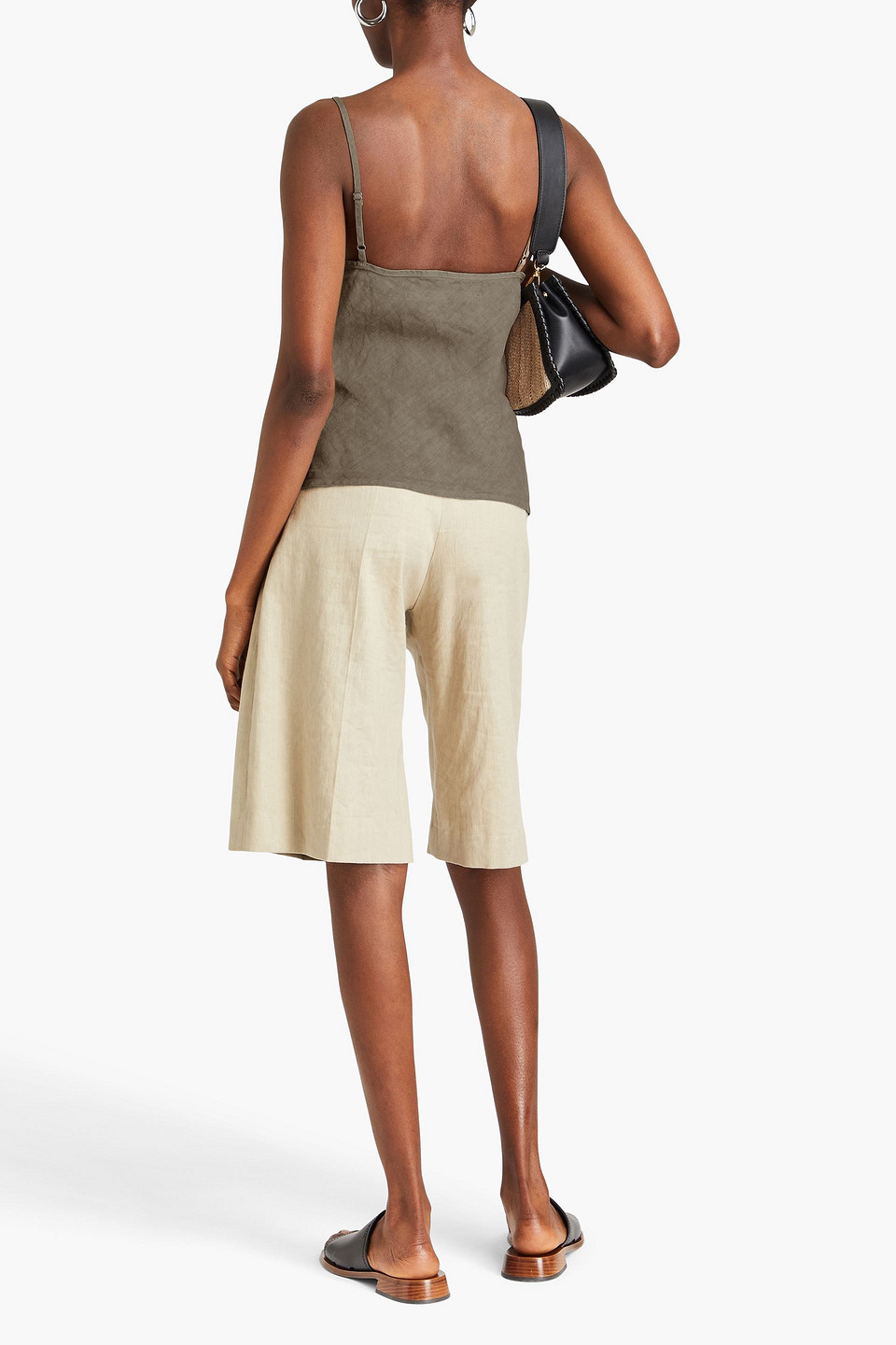 Shop Enza Costa Linen Camisole In Sage Green