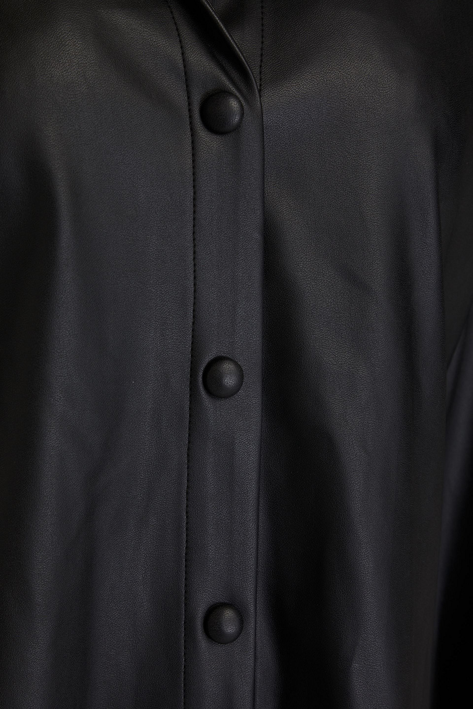 Shop Enza Costa Faux Leather Shirt In Black