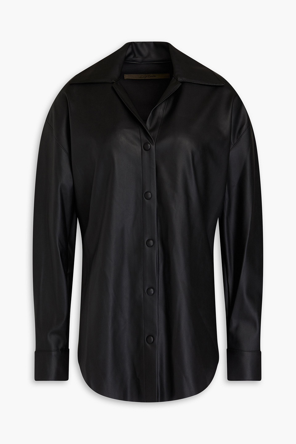 Enza Costa Faux Leather Shirt In Black