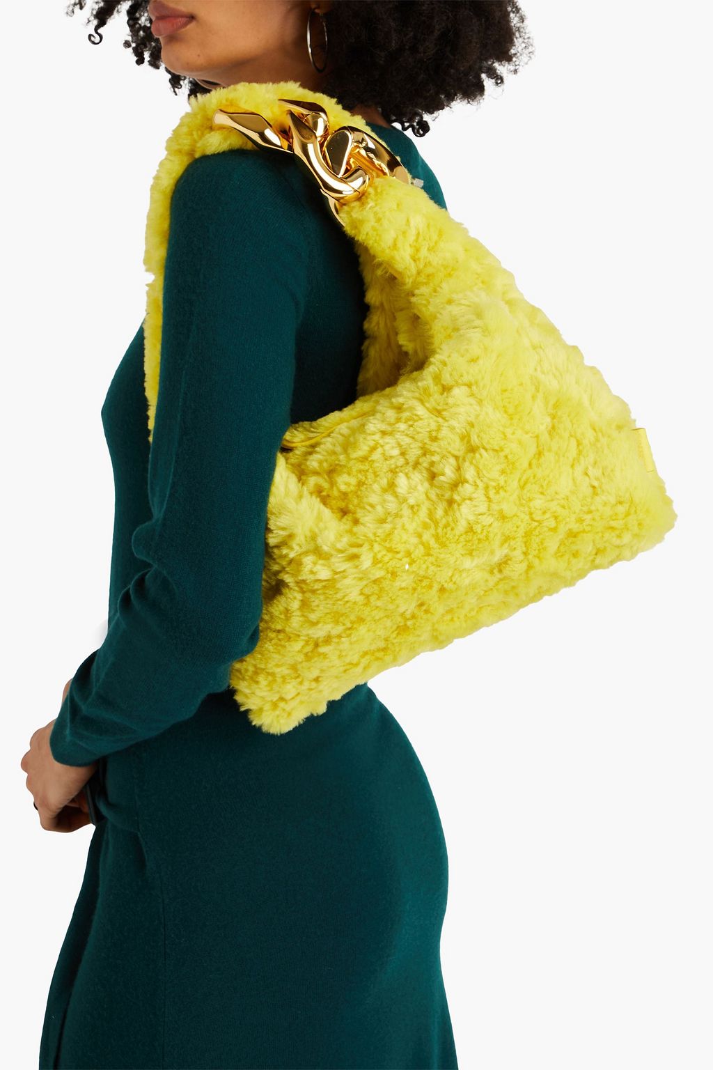 JW ANDERSON Chain-embellished faux fur shoulder bag