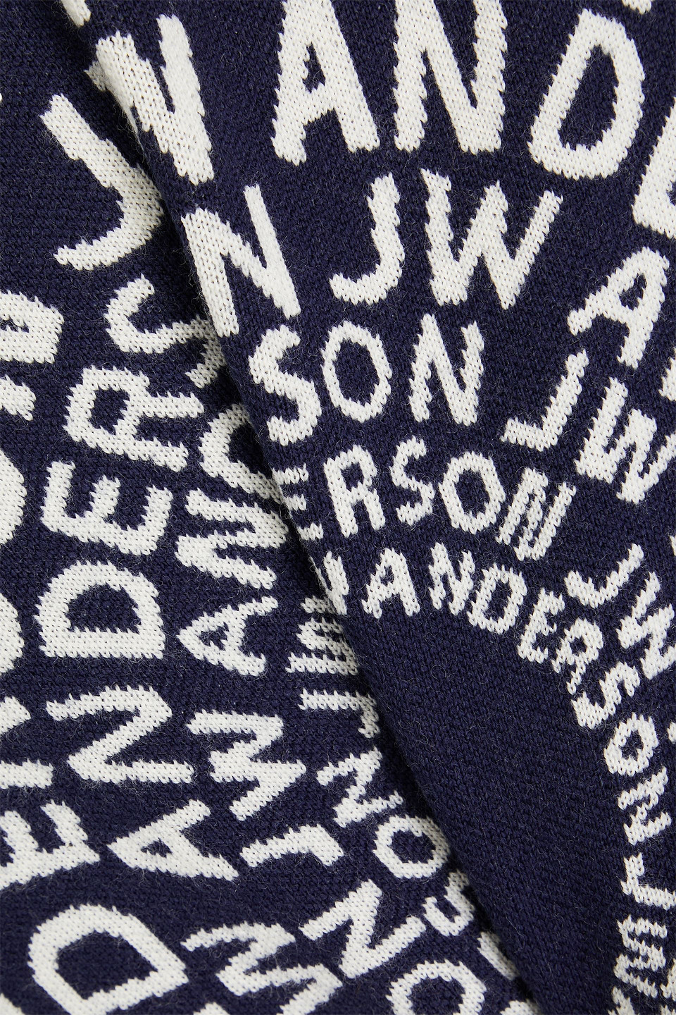 Shop Jw Anderson Jacquard-knit Merino Wool Sweater In Indigo