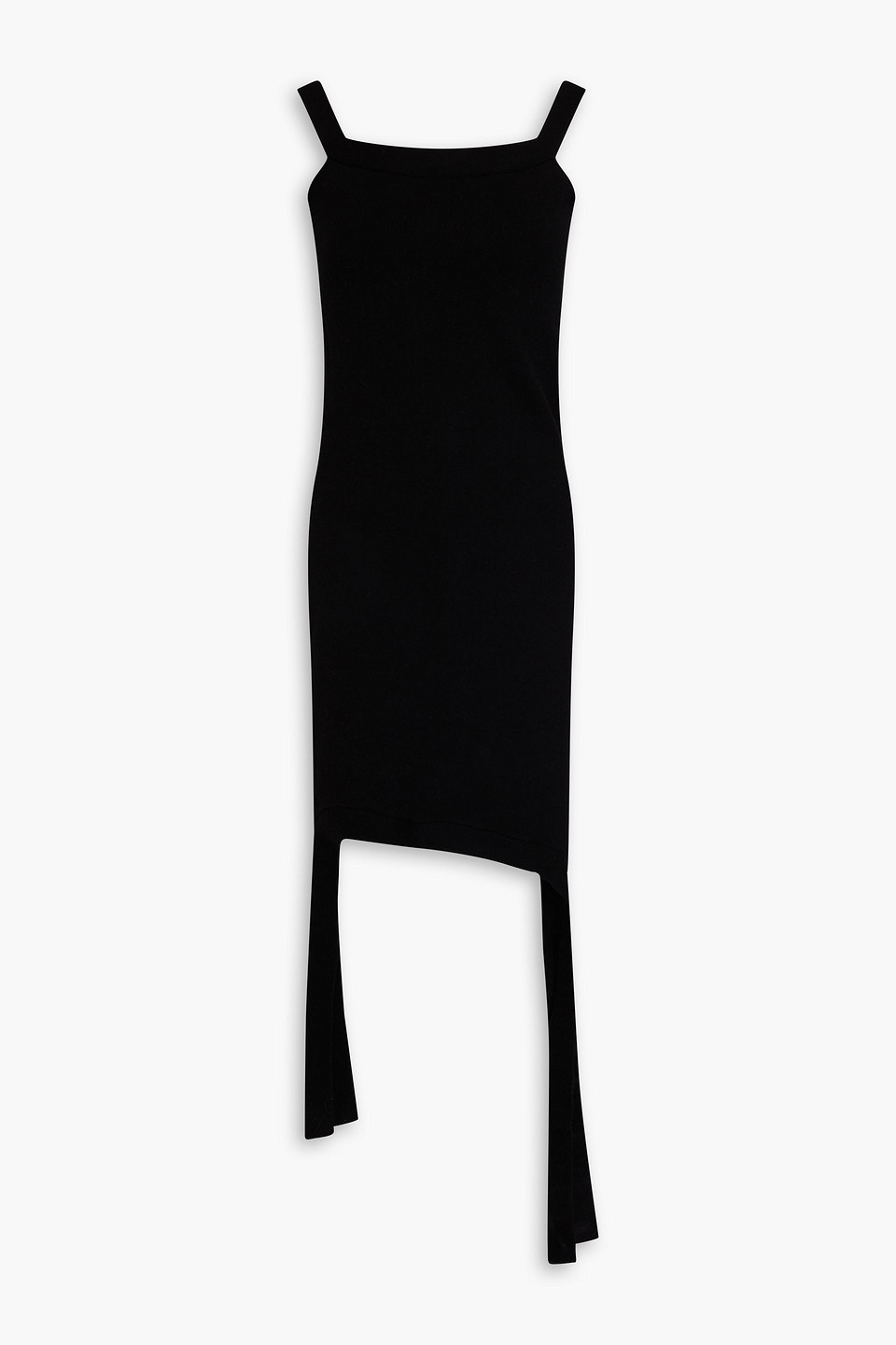 Shop Jw Anderson Asymmetric Stretch-ponte Mini Dress In Black