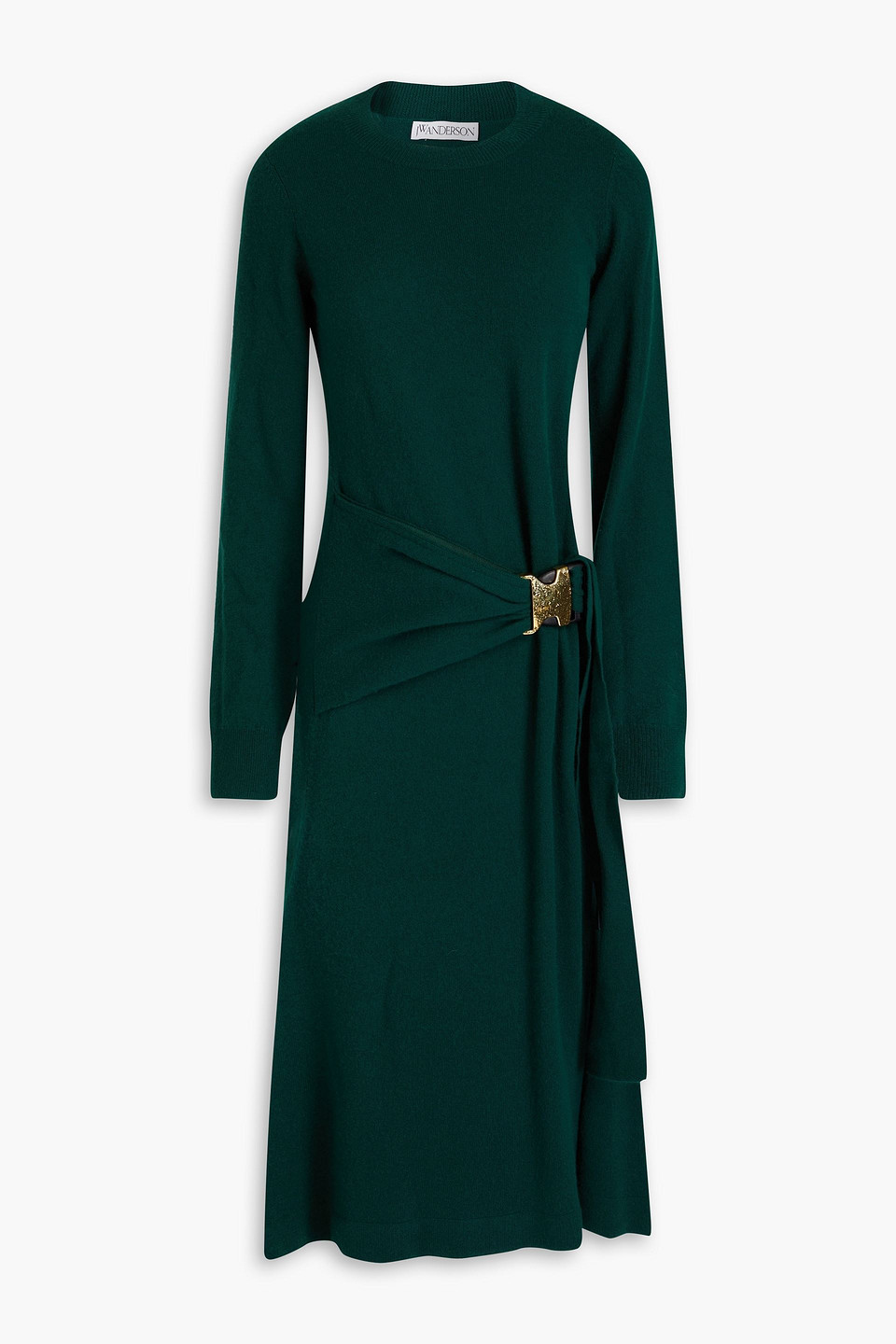 Jw Anderson Buckle-waist Midi Dress In Green