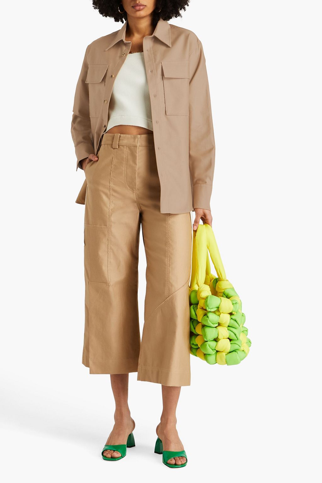 JW ANDERSON قميص من القطن بتصميم فضفاض مزين بطبعة شعار العلامة