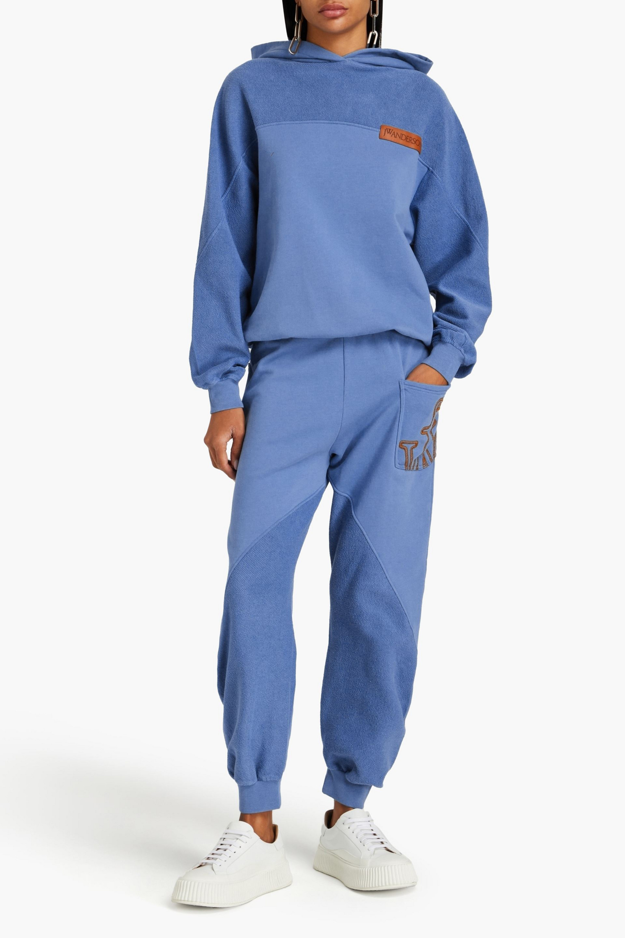 Jw Anderson Embroidered French cotton-terry hoodie