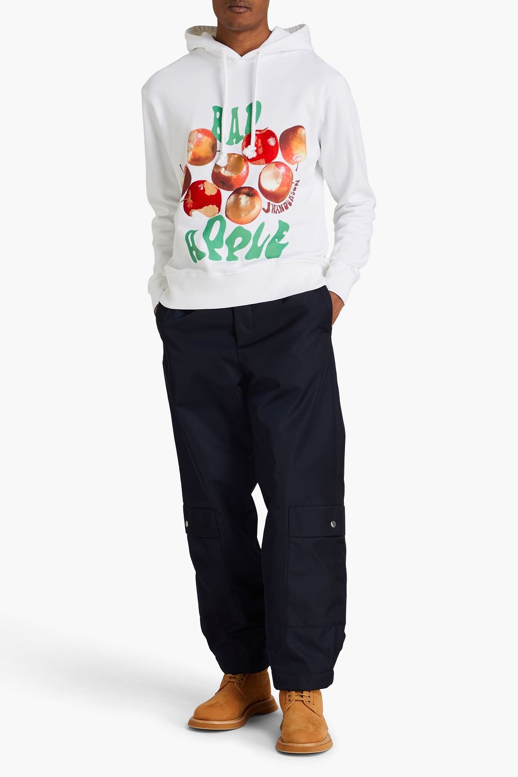 JW ANDERSON Embroidered printed cotton-fleece hoodie