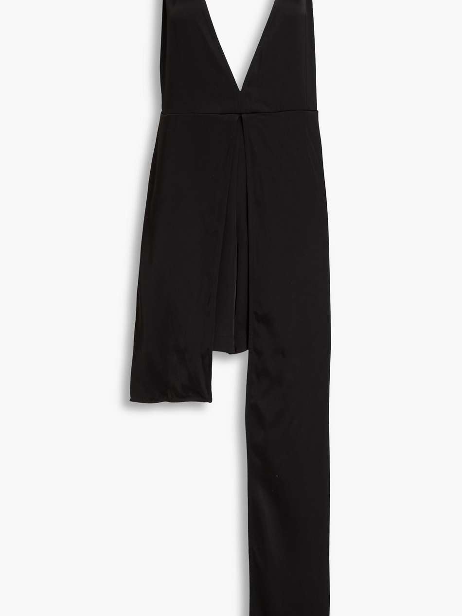 asymmetric draped satin playsuit