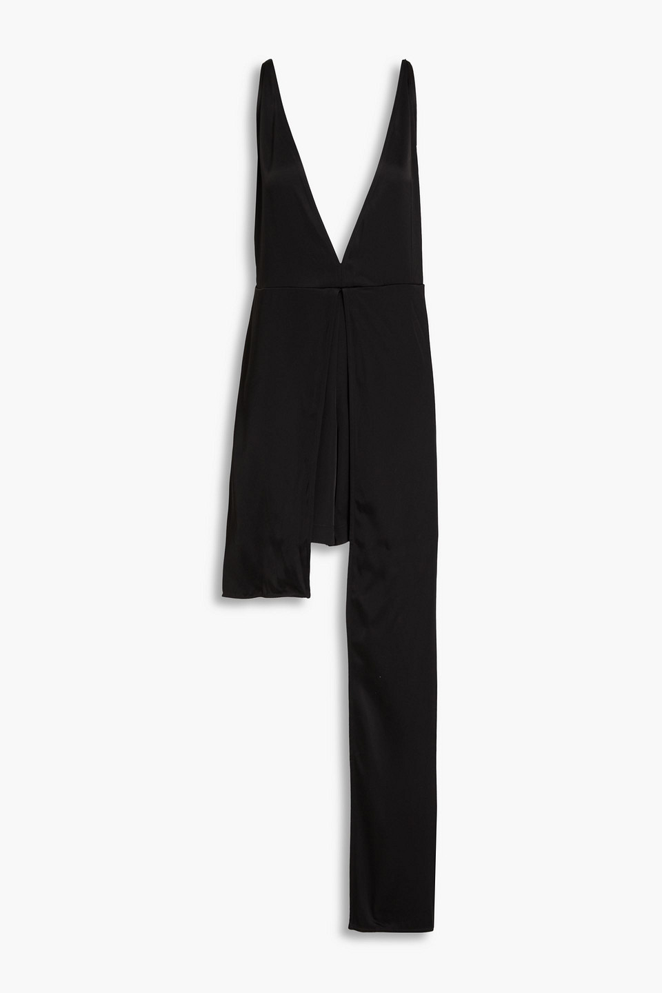 Jw Anderson Asymmetric Draped Satin Playsuit In Black