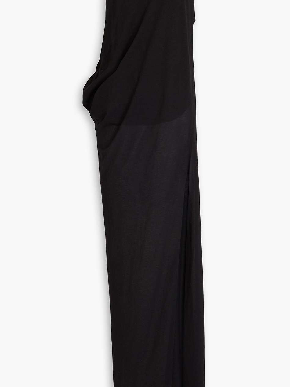 one-shoulder draped cotton-blend maxi dress
