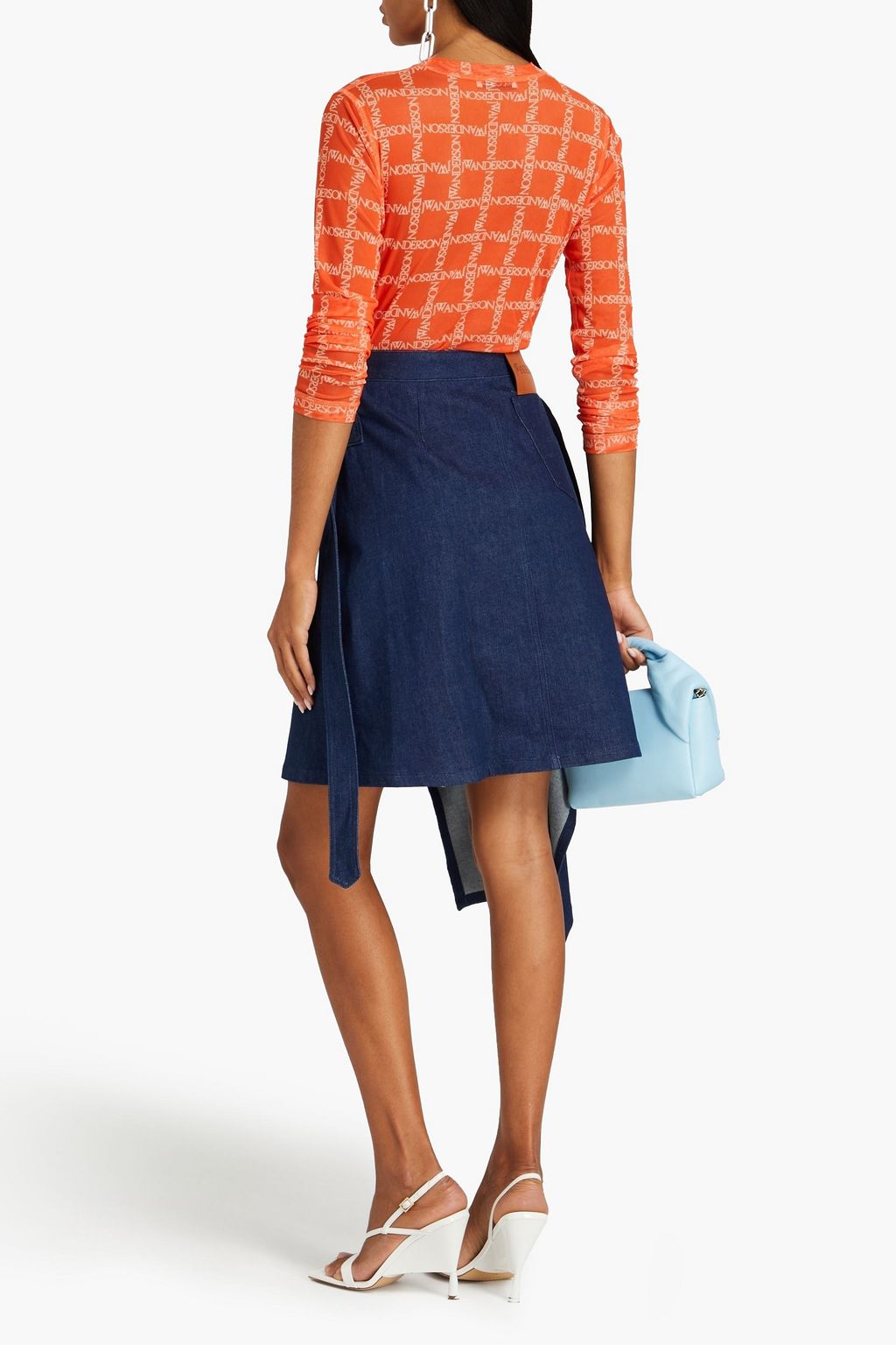 JW ANDERSON デニム ミニスカート アップリケ付き レイヤード