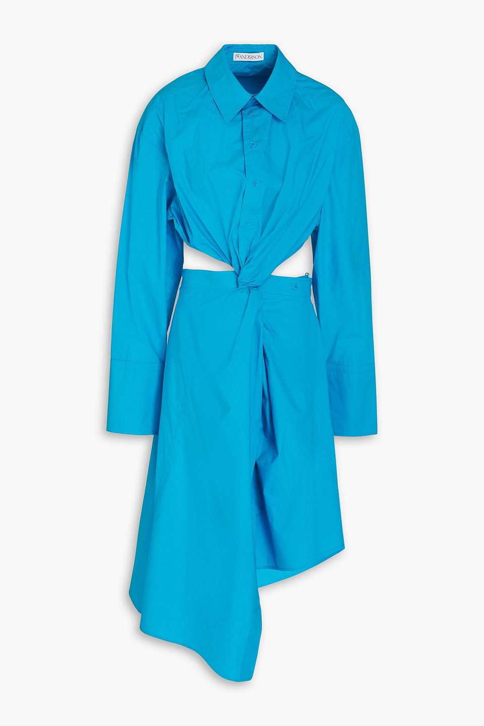 Jw Anderson Cutout Poplin Shirt Midi Dress In Azure