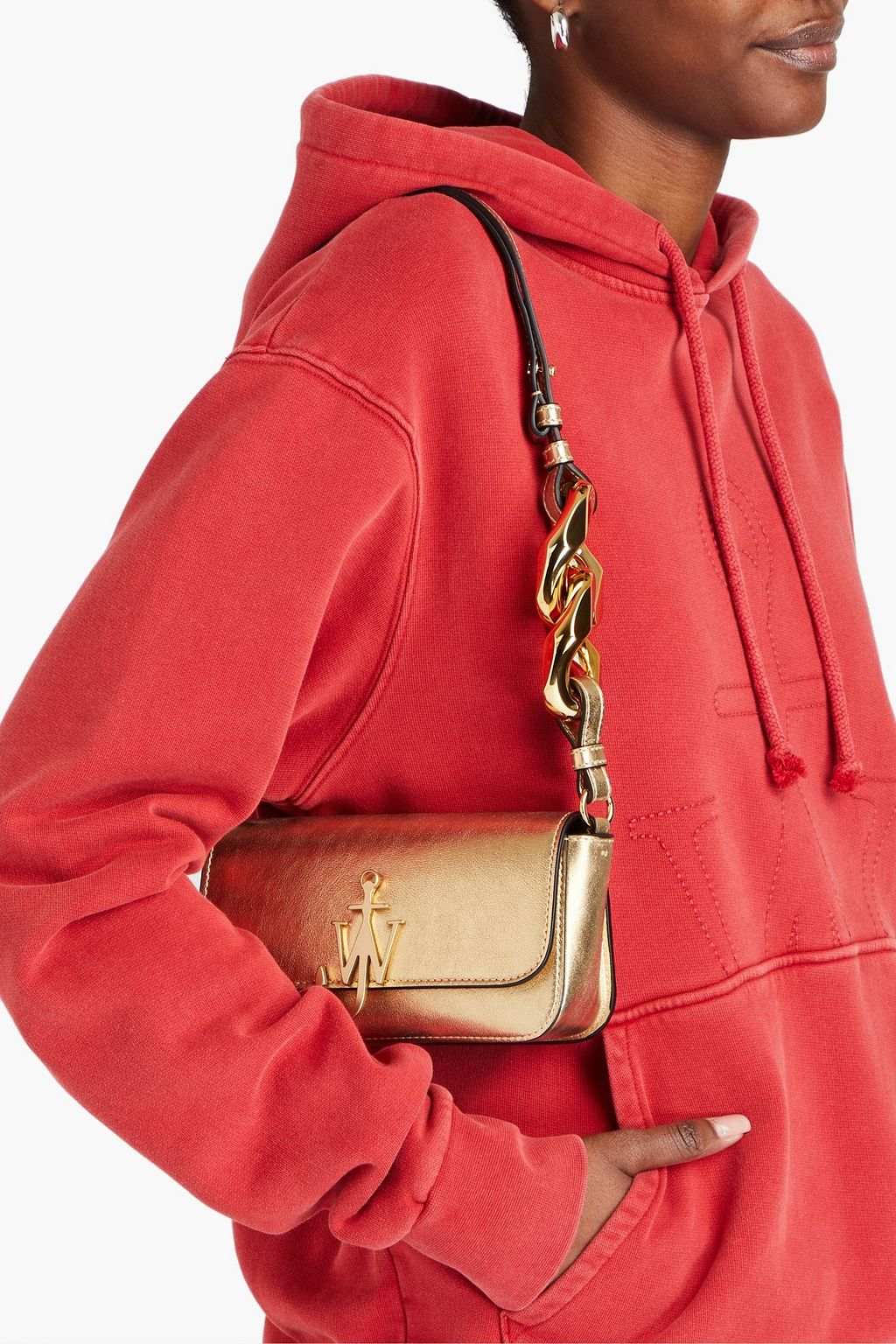 JW ANDERSON Anchor metallic leather shoulder bag