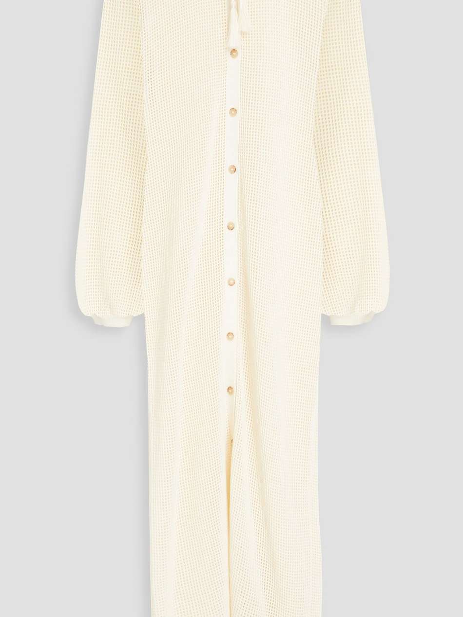 crocheted cotton-blend midi dress