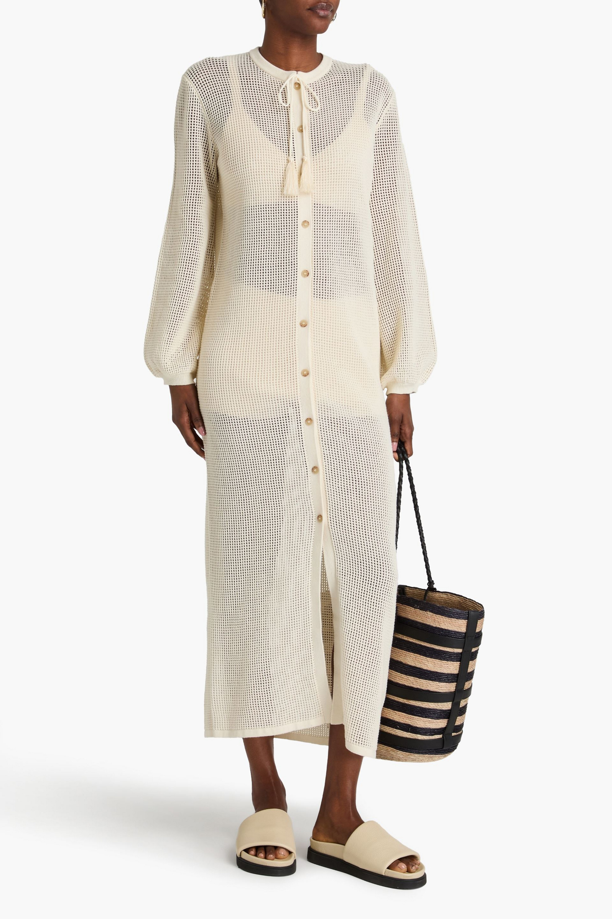 FRAME Crocheted cotton-blend midi dress